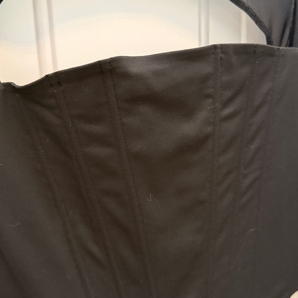 REORIA Mesh Long Sleeve Boned Corset Square Neck Going Out Bustier Crop Top - Picture 7 of 12